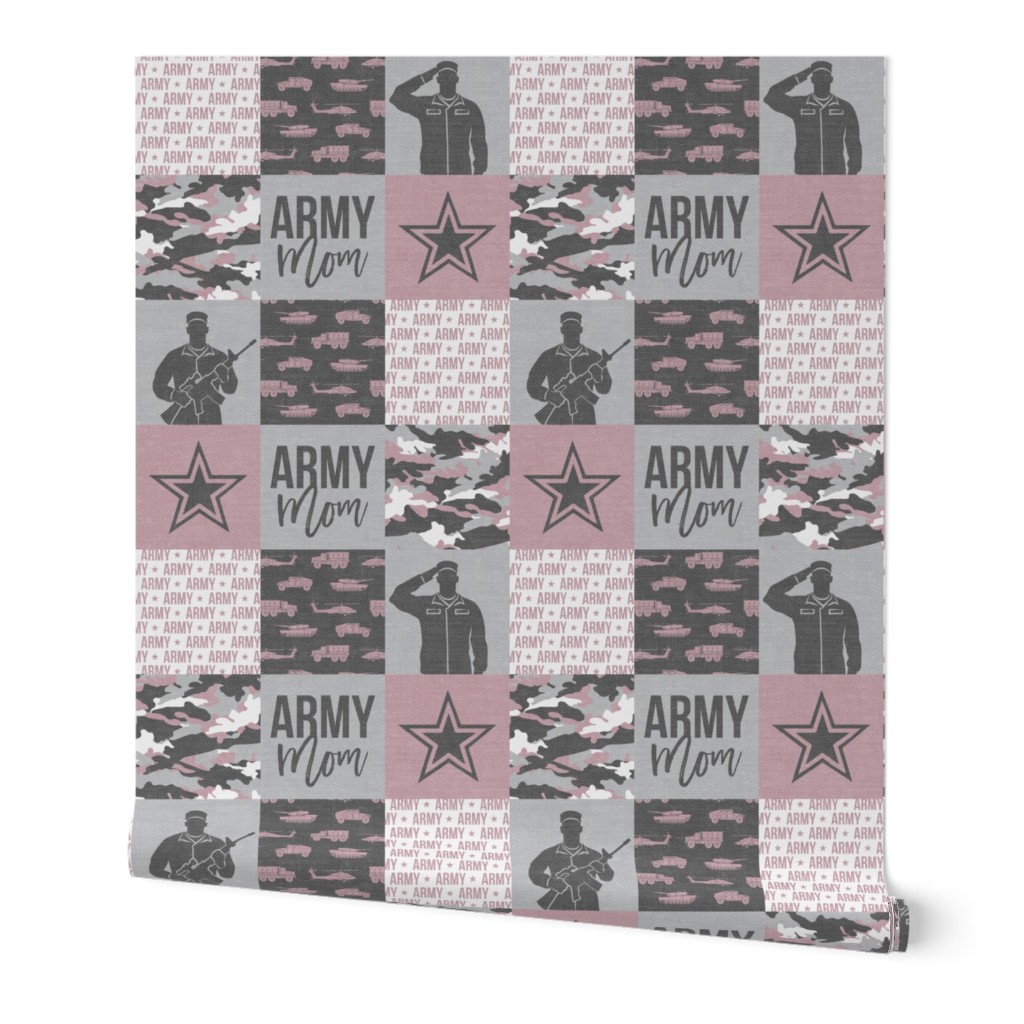  Army Mom - Patchwork fabric - Soldier Military - mauve camo  - LAD19