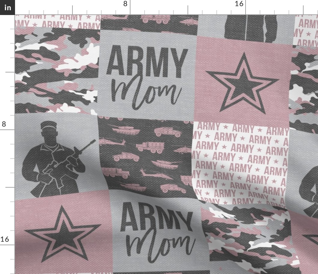  Army Mom - Patchwork fabric - Soldier Military - mauve camo  - LAD19