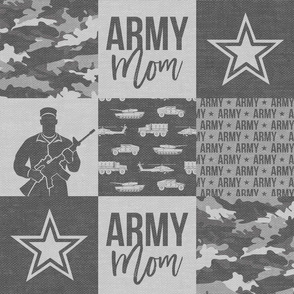 Army Mom - Patchwork fabric - Soldier Military - grey camo  - LAD19