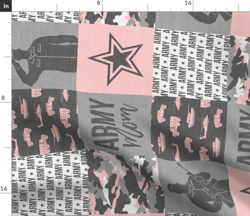 Army Mom - Patchwork fabric - Soldier Military - pink and grey camo (90) - LAD19