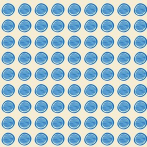 Mod Dot  / Polka-Dot Blue on off white  