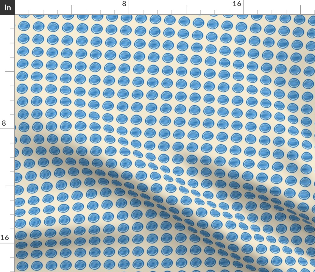 Mod Dot  / Polka-Dot Blue on off white  