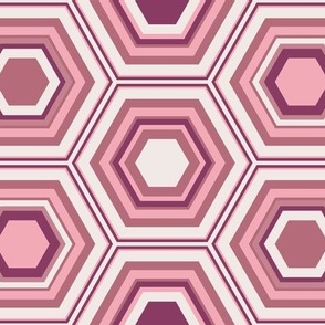 Large pink striped hexagons on white background