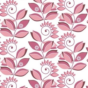 Pink abstract flowers on white background