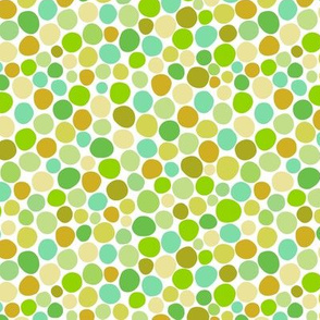 Small size, Green colorful balls on white background
