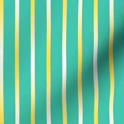 BYF4 - Cool Yellow Gradient Stripes on Turquoise Green