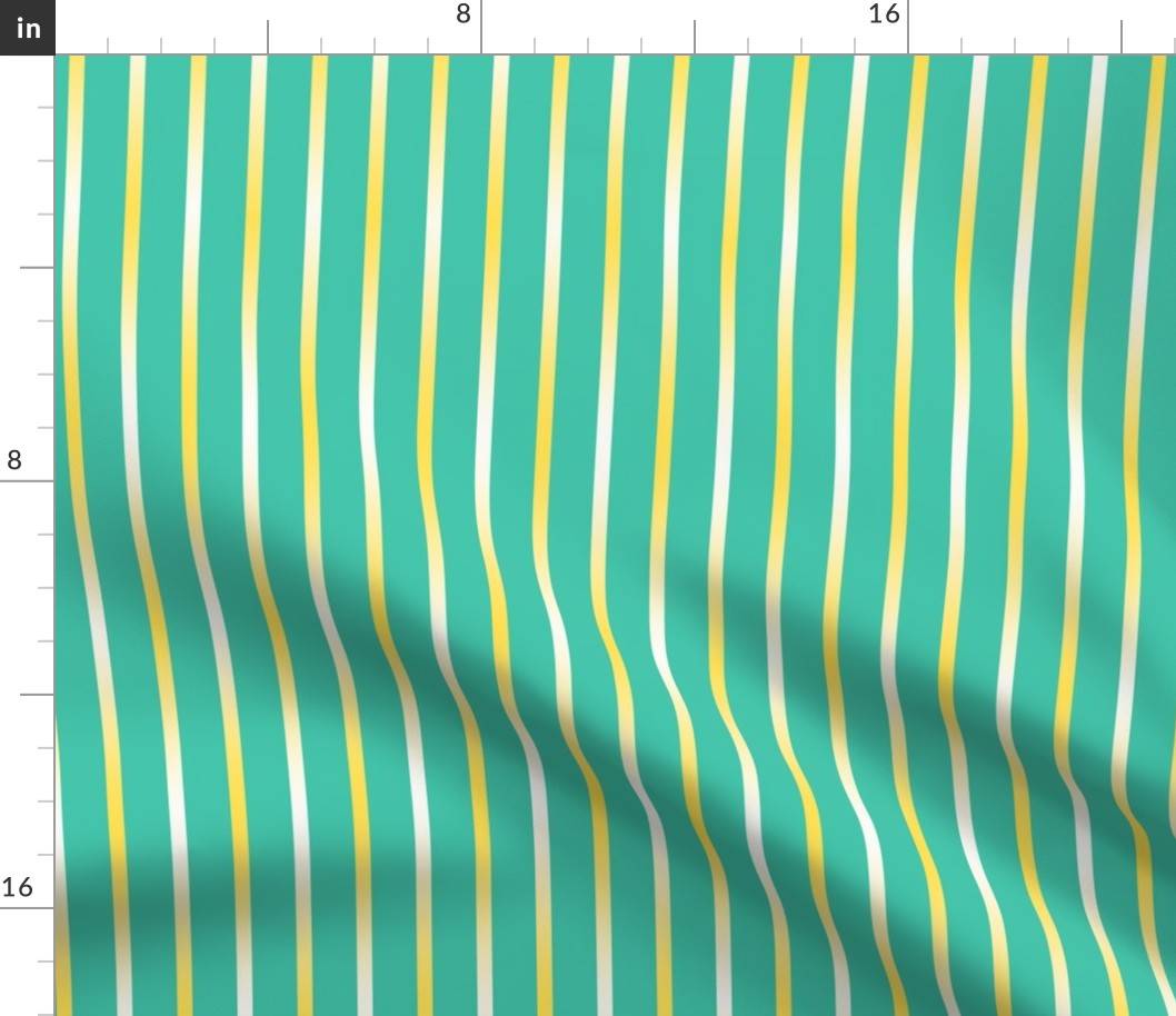 BYF4 - Cool Yellow Gradient Stripes on Turquoise Green