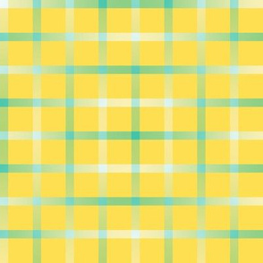 BYF4 - Open Weave Window Pane Plaid in Yellow Gradient and Turquoise Green