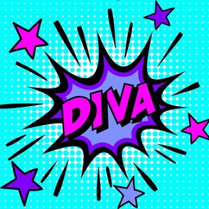 21 diva pop art comic book explosion stars burst explode rupaul's drag race RPDR catchphrases culture influencer quotes slang cultural words internet social media vintage retro drag queens homage comic strips speech bubble balloons neon pink blue purple i