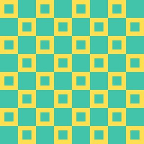 BYF4 - Donut Hole Checks in Cheery Yellow and Turquoise Green