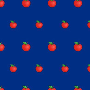 Small Red Apples on Navy Blue