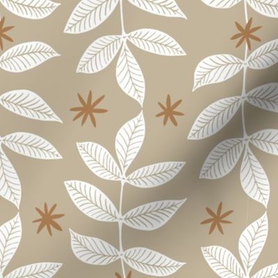 Cascading Leaves - Beige and Brown