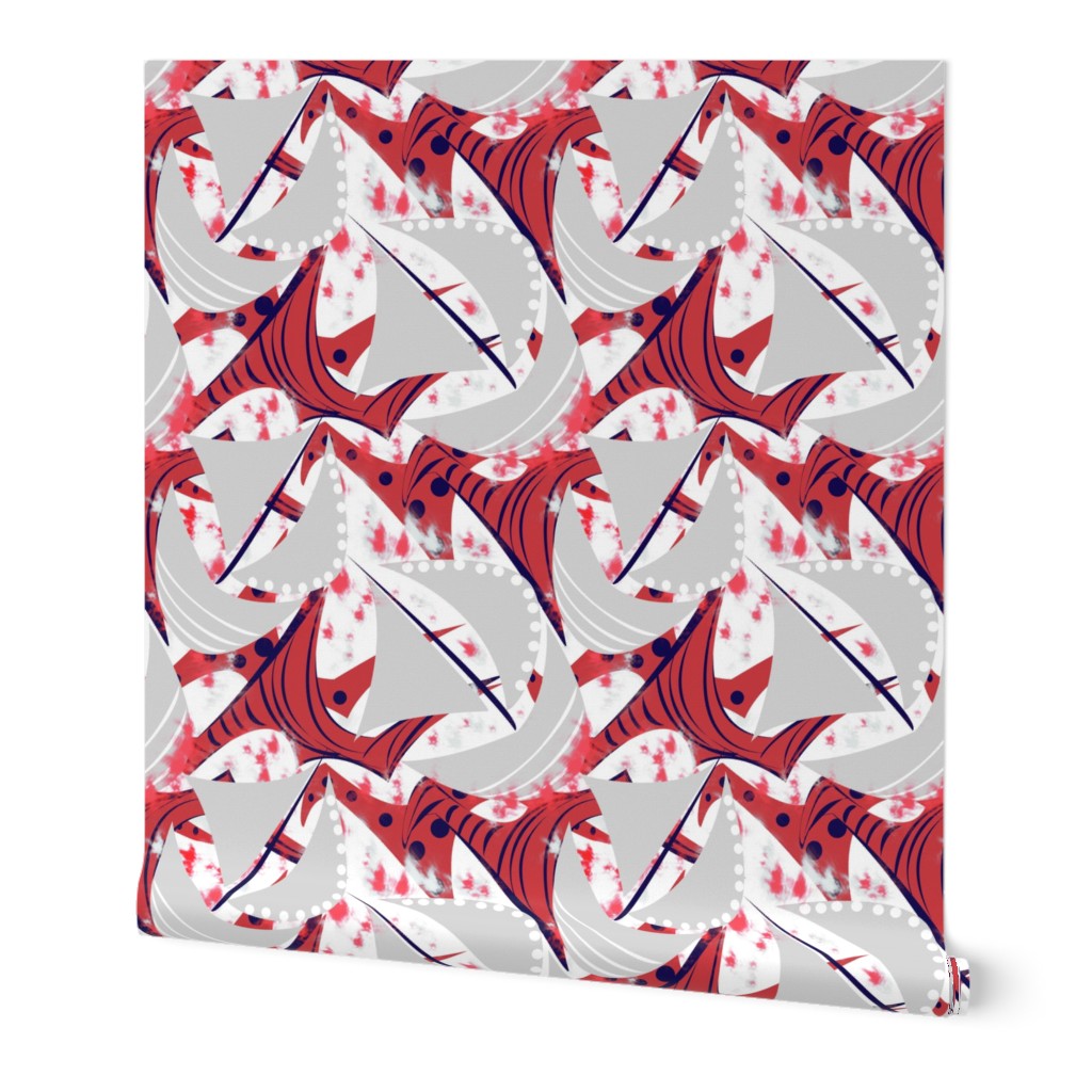 Stormy Seas red gray sails