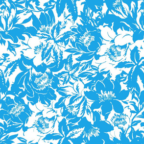 tropical florals in teal