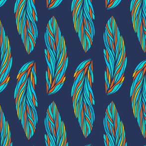 EXOTIC BIRD feathers, navy blue