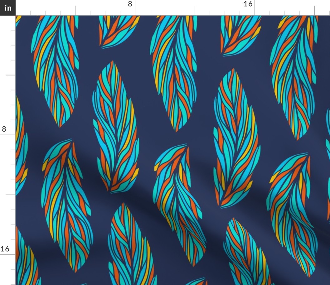 EXOTIC BIRD feathers, navy blue