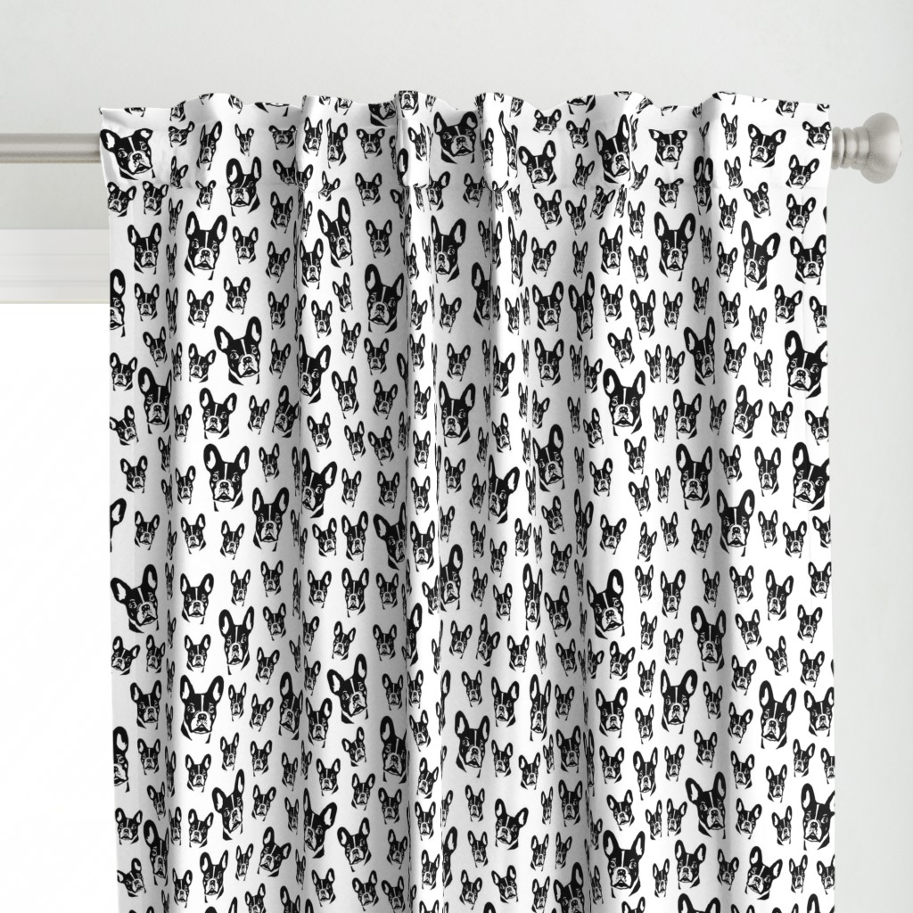 French Bulldog black and white fabric