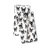 French Bulldog black and white fabric