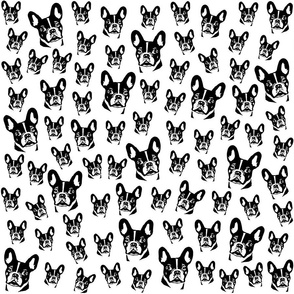 French Bulldog black and white fabric