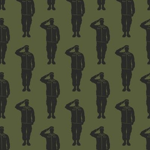soldiers - dark grey on green - military- salute- LAD19