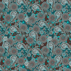 Paisley Mandala blue brown S