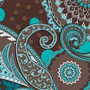 Paisley Mandala blue brown XL