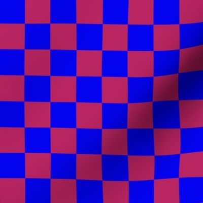 BYF6 - Deep Rosy Pink and Violet  Blue Checkerboard