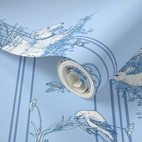 My Garden Toile Stripe Large Blue 