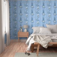 My Garden Toile Stripe Large Blue 