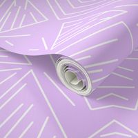 Minimal 1950s style retro white lines onto a pastel purple background