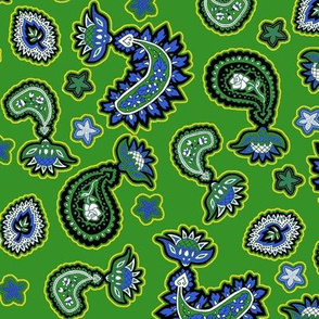 Green and Blue Paisley