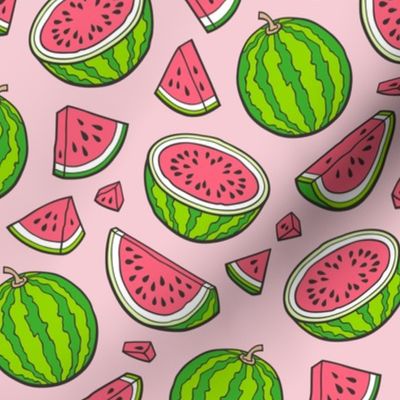 Watermelons Watermelon Fruits on Light Pink