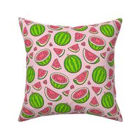 Watermelons Watermelon Fruits on Light Pink