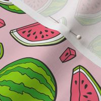 Watermelons Watermelon Fruits on Light Pink