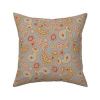 Silver Red and Cream Paisley in Trendy1920s Colors