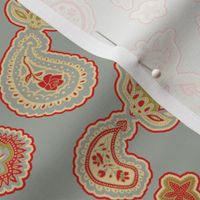 Silver Red and Cream Paisley in Trendy1920s Colors