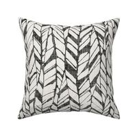 graphic feather black and white on linen