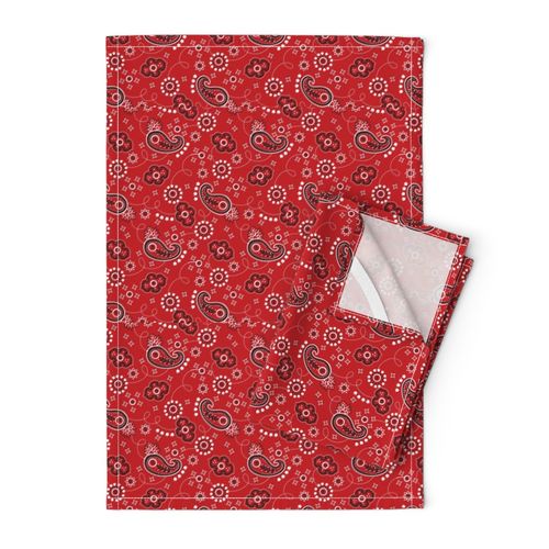 Red tulip paisley bandanna