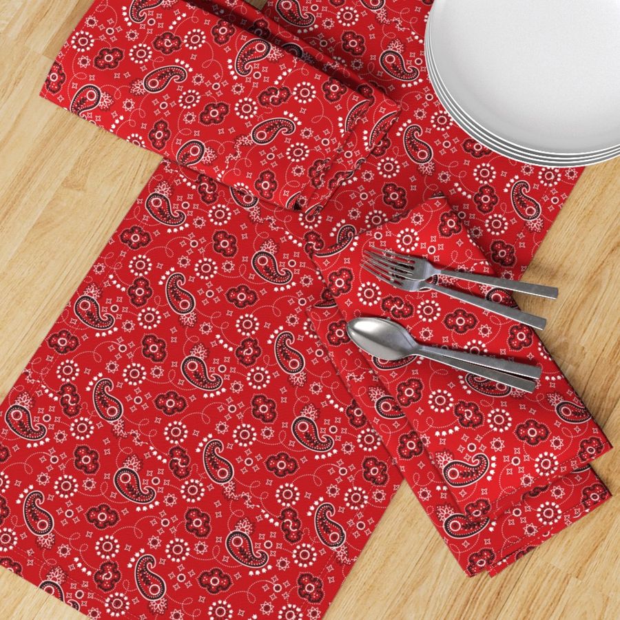 Red tulip paisley bandanna