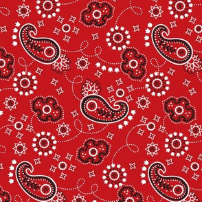 Red tulip paisley bandanna