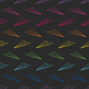Paper Airplanes (Dark Rainbow Outline)