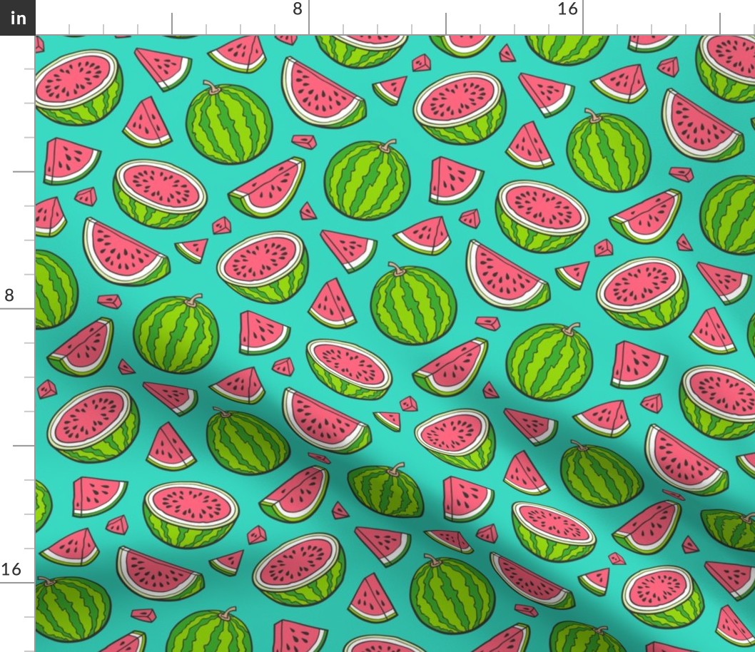 Watermelons Watermelon Fruits on Dark Green