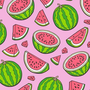 Watermelons Watermelon Fruits on Magenta Pink