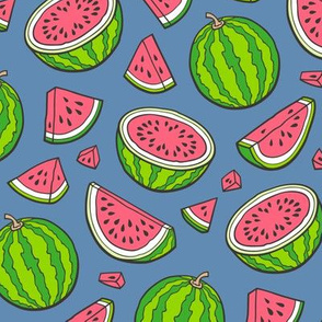 Watermelons Watermelon Fruits on Navy Blue