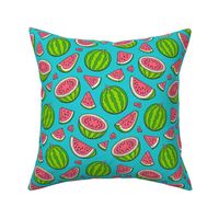 Watermelons Watermelon Fruits on Blue