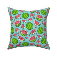 Watermelons Watermelon Fruits on Light Blue