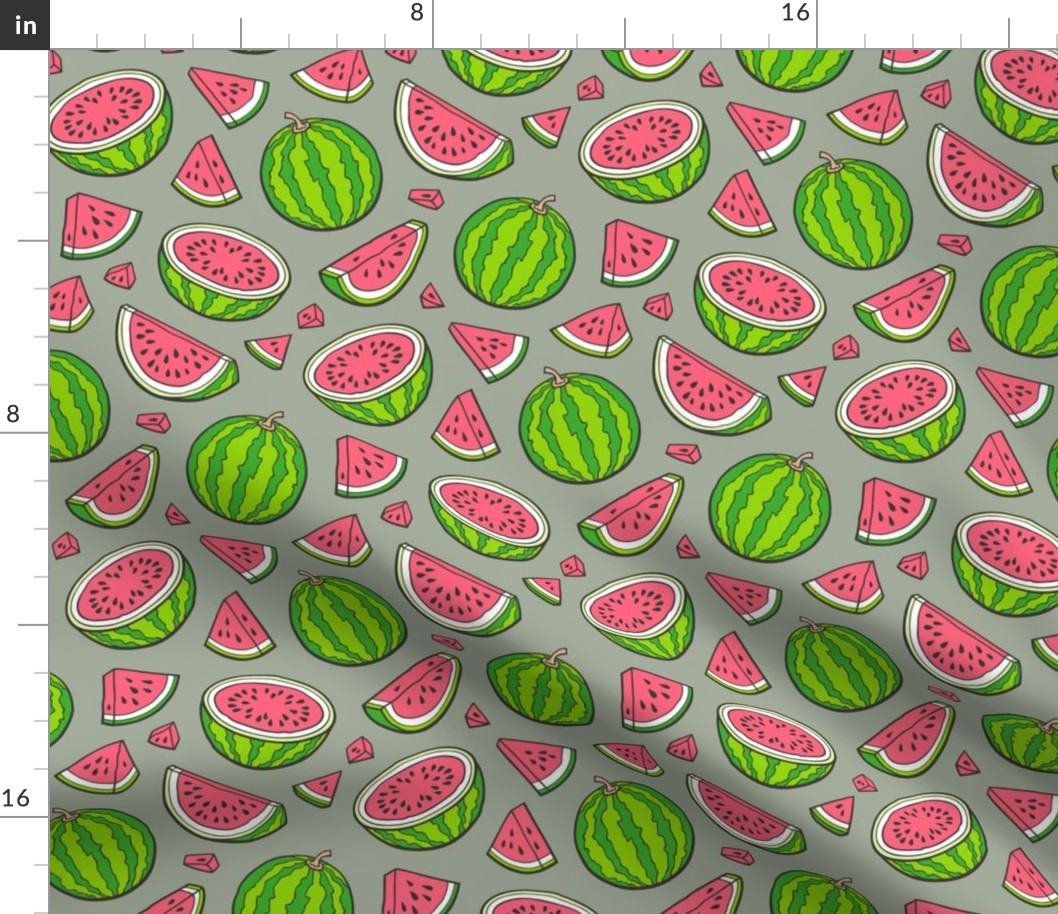 Watermelons Watermelon Fruits on Sage Green