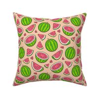 Watermelons Watermelon Fruits on Peach