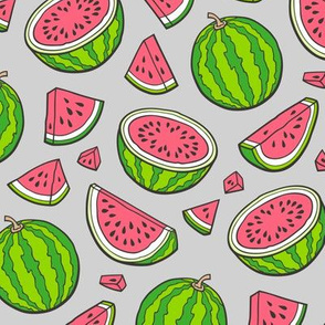 Watermelons Watermelon Fruits on Light Grey