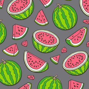 Watermelons Watermelon Fruits on Dark Grey